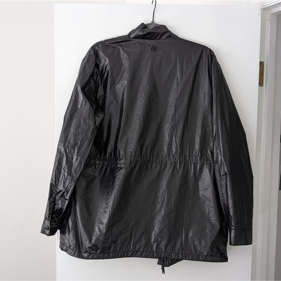 ANINE BING Gigi Black Shiny Glossy Sport Packable Windbreaker Jacket, size S - Picture 3 of 8